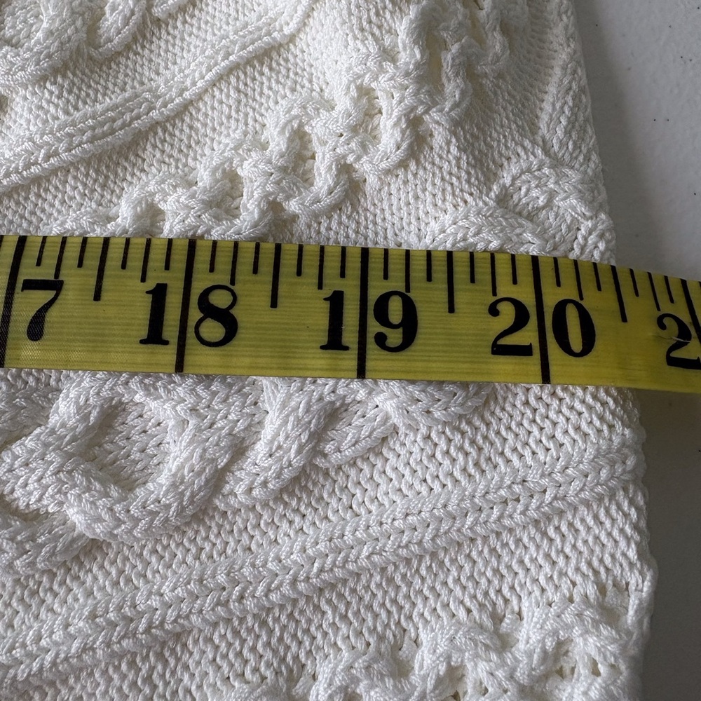 WHBM XL Ecru Top Cap Sleeves Cable Knit Design NWT Office Career Party Cruise - Picture 10 of 12